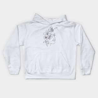 floral face line art Kids Hoodie